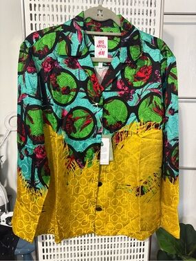 Men's Floral Colorblock Button-Down Shirt - Green & Yellow